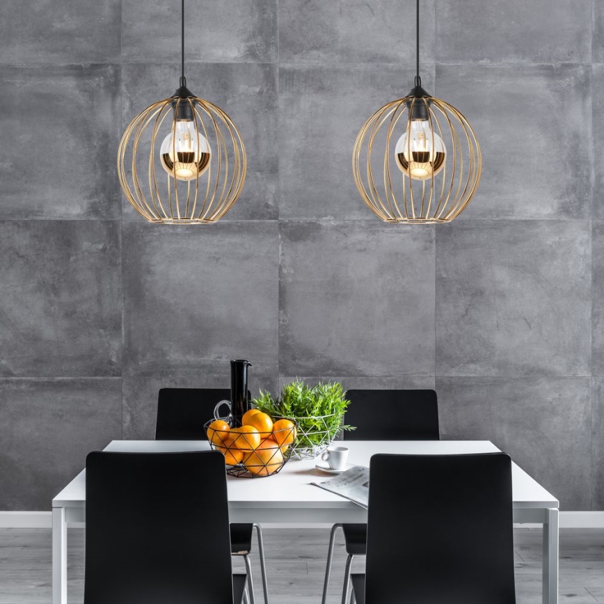 Hanglamp aan kabel ZOYA 1xE27/60W/230V goudkleurig
