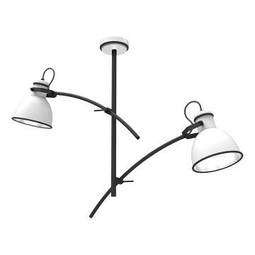 Hanglamp ZUMBA met steel 2xE27/60W/230V wit/zwart