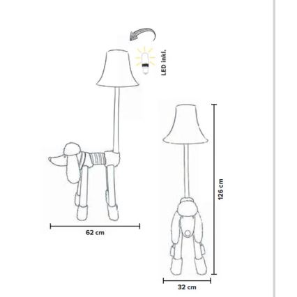 Happy Lamps - Lampadaire enfant BELLO LED/5,4W/230V caniche