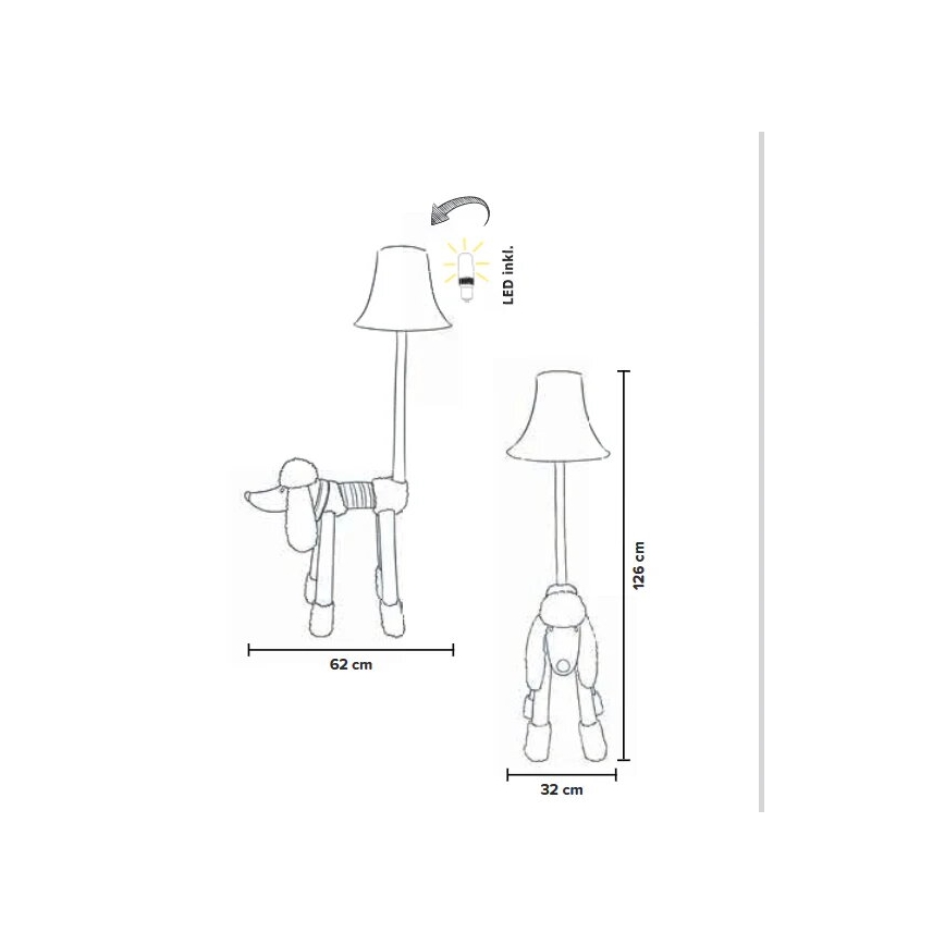 Happy Lamps - Lampadaire enfant BELLO LED/5,4W/230V caniche