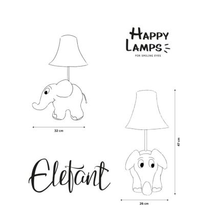 Happy Lamps - Lampe de table enfant ELEPHANT FROM SENDUNG MIT DER MAUS LED/5,4W/230V éléphant