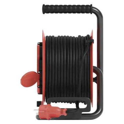 Haspel met 4 stopcontacten 25m IP44 rood
