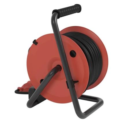 Haspel met 4 stopcontacten 25m IP44 rood