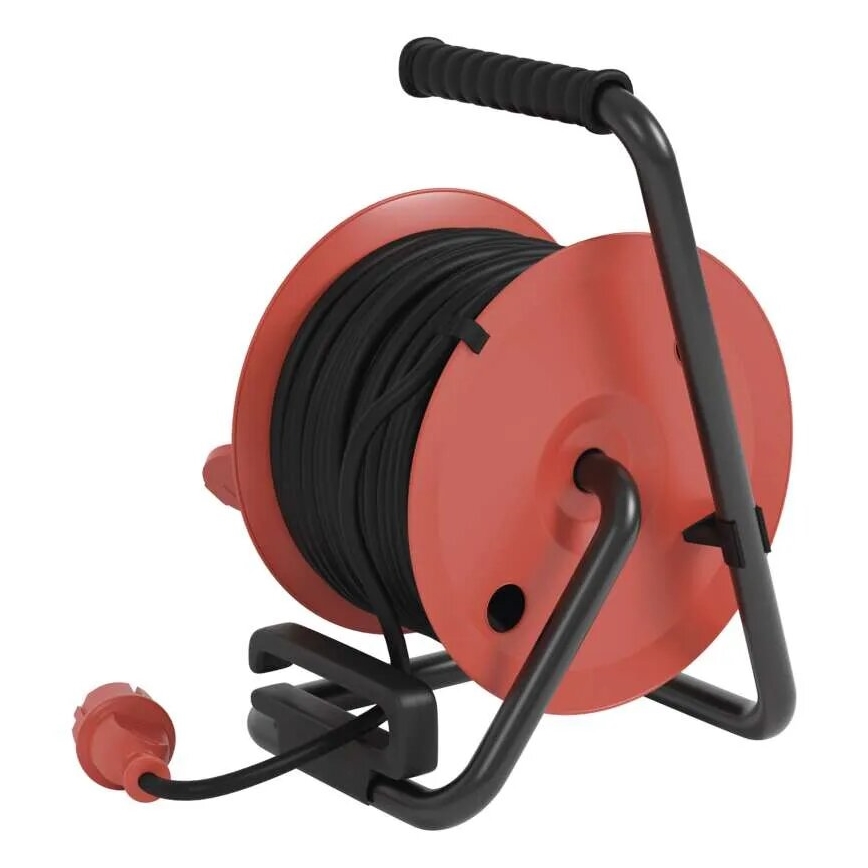 Haspel met 4 stopcontacten 25m IP44 rood