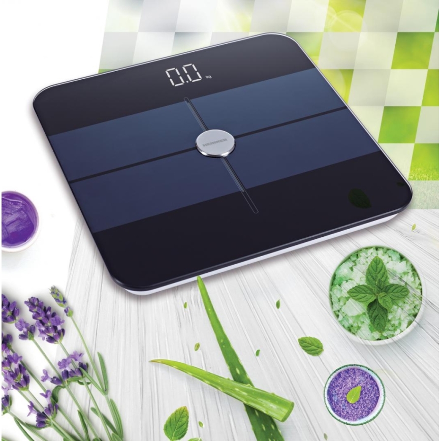 Heinner HBS-BTH180BK - Digitale personenweegschaal 2xAAA zwart/blauw