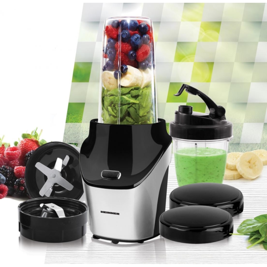Heinner HSB-T1000SS - Nutri-blender pour smoothies 1000W/230V chrome mat/noir