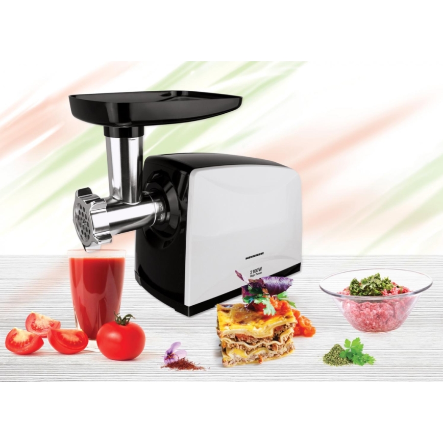 Heinner MG-2100BKWH - Vleesmolen 2100 W / 230 V zwart/wit