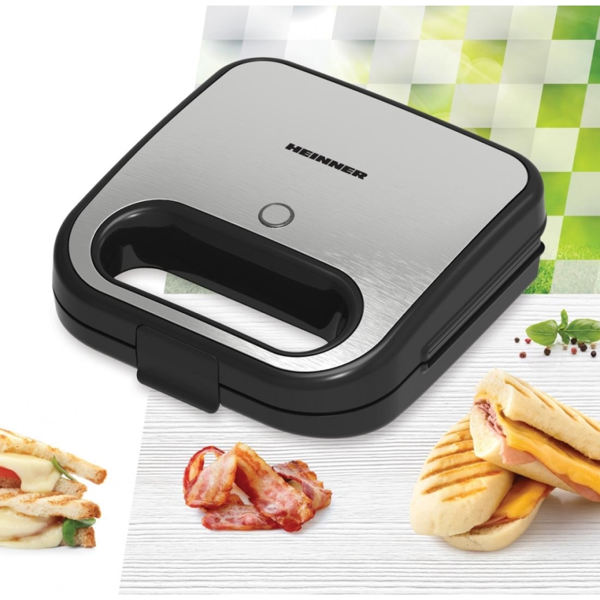 Heinner SM-K750FGSL - Tosti-ijzer 750W/230V zwart/mat chroom