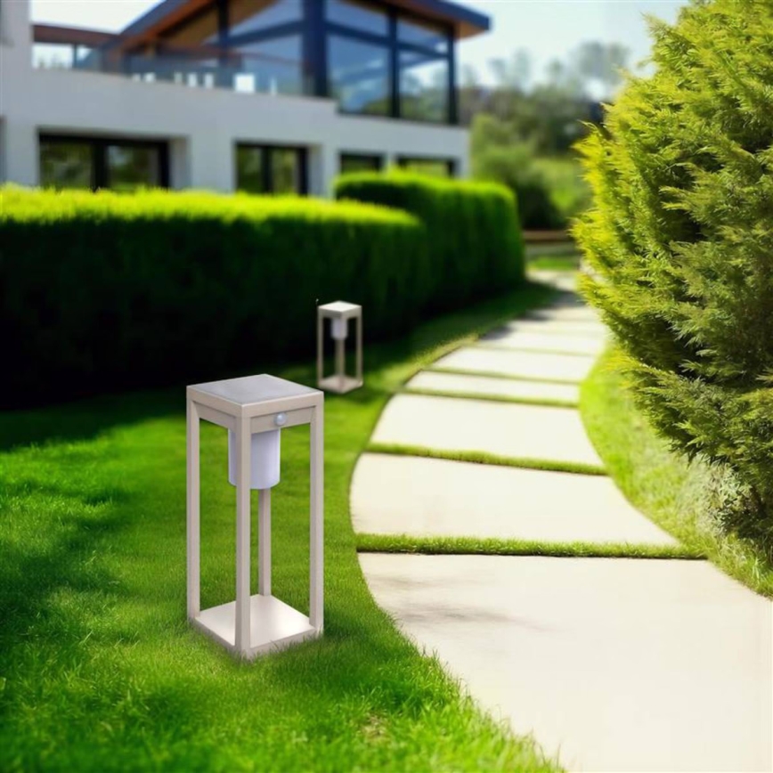 Hesperide - PIKY LED-solarlantaarn met bewegingssensor, 3,7 V / 2600 mAh, 40 cm, IP65, beige