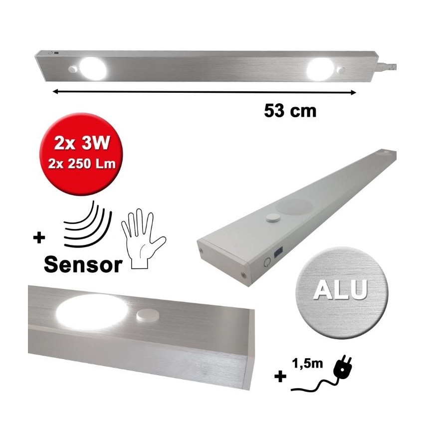HiLite - LED onderbouwlamp met sensor BERN 2xLED/3W/230V 4000K