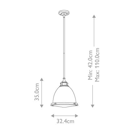 Hinkley - Hanglamp met vaste pendel AMELIA 1xE27/60W/230V messing