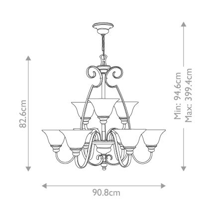 Hinkley - Hanglamp aan een ketting CELLO 9xE27/60W/230V
