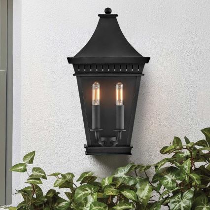 Hinkley - Wandlamp voor buiten CHAPEL HILL 2xE14/40W/230V IP44 zwart