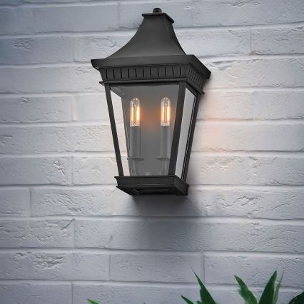 Hinkley - Wandlamp voor buiten CHAPEL HILL 2xE14/40W/230V IP44 zwart