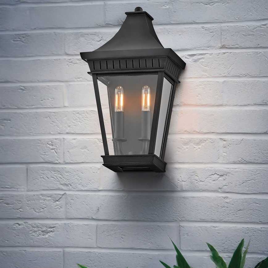 Hinkley - Wandlamp voor buiten CHAPEL HILL 2xE14/40W/230V IP44 zwart