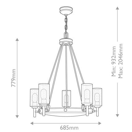 Hinkley - Kroonluchter met ketting COLLIER 5xE27/40W/230V Ø 68,5 cm zwart