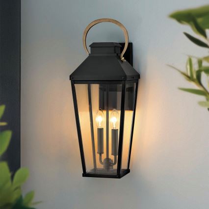 Hinkley - Wandlamp voor buiten DAWSON 2xE14/40W/230V IP44 zwart