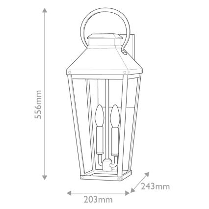 Hinkley - Wandlamp voor buiten DAWSON 2xE14/40W/230V IP44 zwart