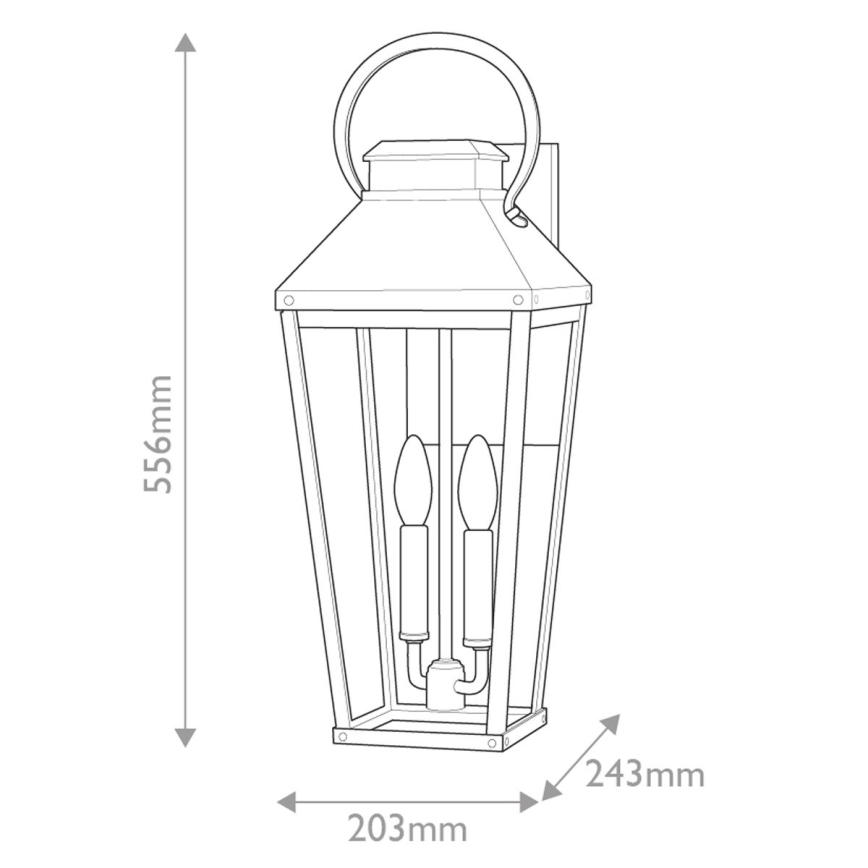 Hinkley - Wandlamp voor buiten DAWSON 2xE14/40W/230V IP44 zwart