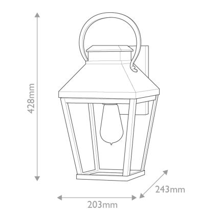 Hinkley - Wandlamp voor buiten DAWSON 1xE27/60W/230V IP44 zwart
