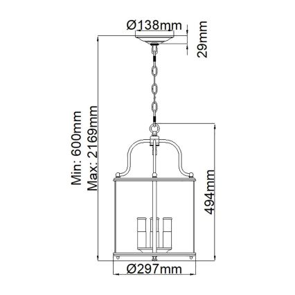 Hinkley - Lustre suspendu sur chaîne GENTRY 4xE14/60W/230V chromé brillant