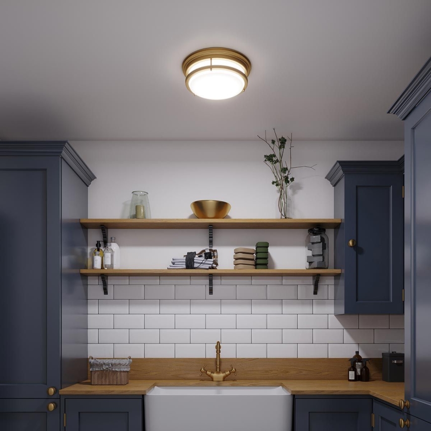 Hinkley - Plafondlamp voor badkamer HADLEY 3xE27/40W/230V IP44 goudkleurig