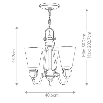 Hinkley - Hanglamp aan een ketting MAYFLOWER 3xE27/60W/230V
