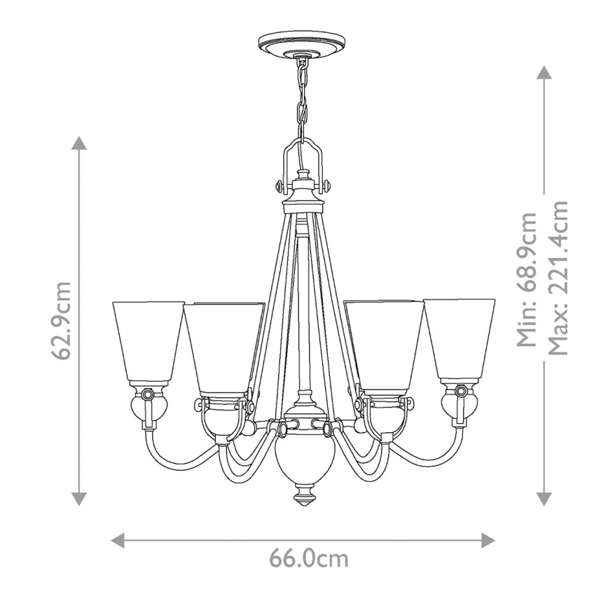 Hinkley - Hanglamp aan een ketting MAYFLOWER 6xE27/60W/230V