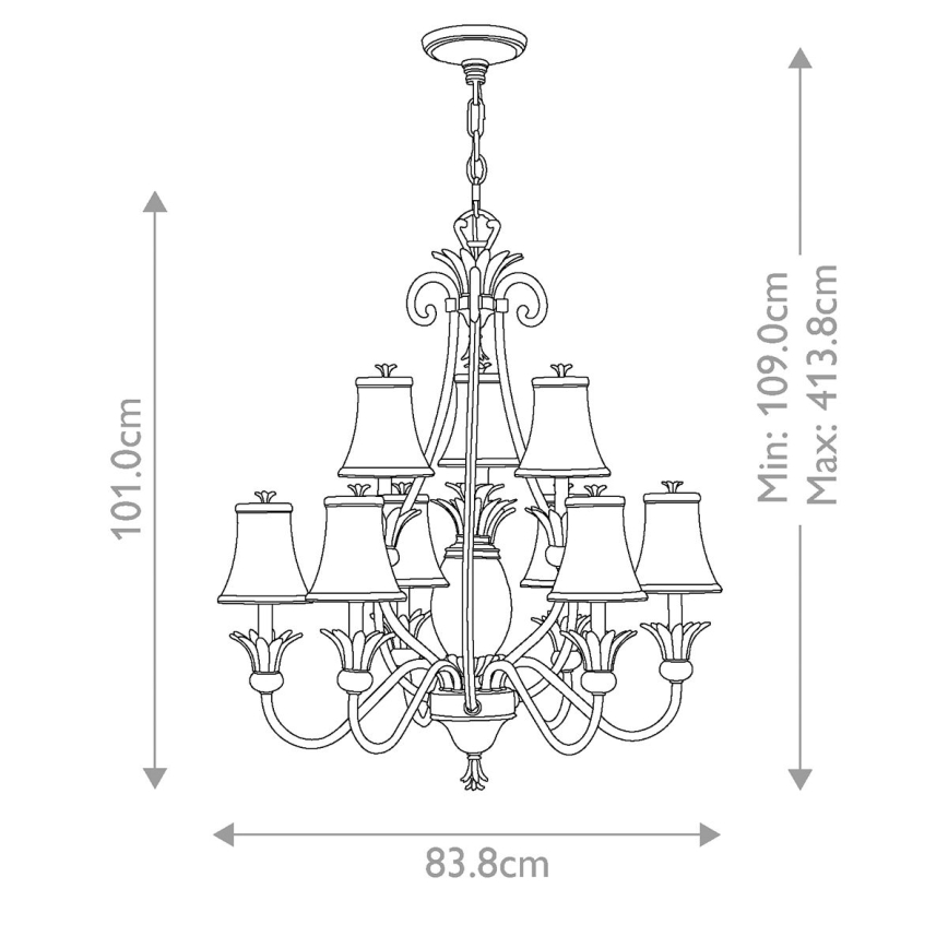 Hinkley - Hanglamp aan een ketting PLANTATION 10xE14/40W/230V brons