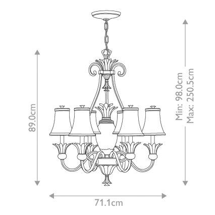 Hinkley - Suspension chaîne PLANTATION 7xE14/40W/230V bronze