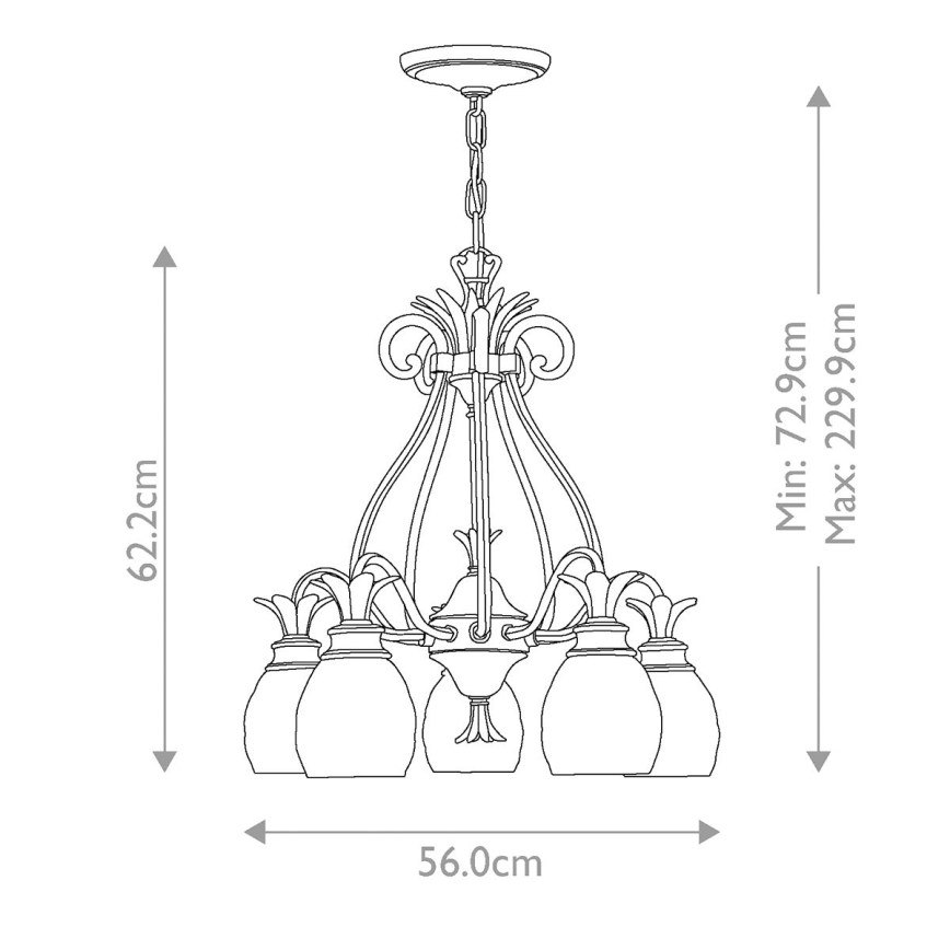 Hinkley - Hanglamp aan een ketting PLANTATION 5xE27/60W/230V goud