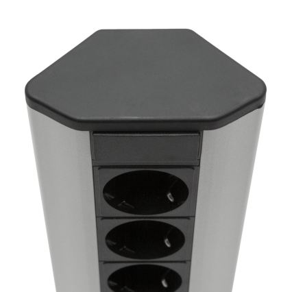 Hoek-stopcontactzuil 3x230V zwart/zilver