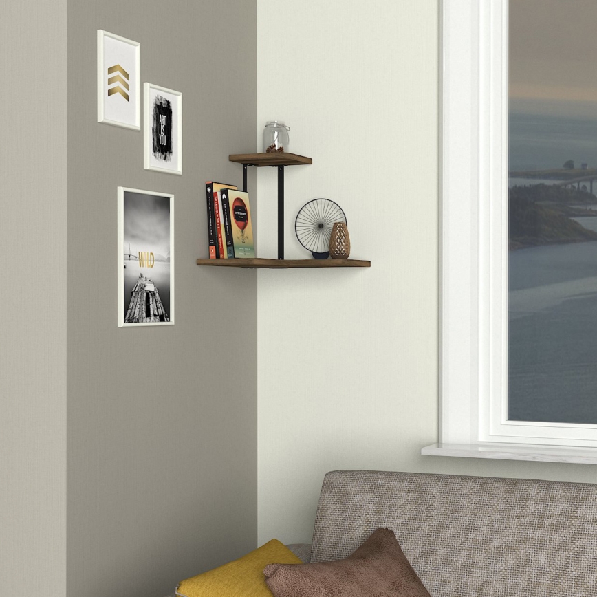 Hoek Wandplank AGORA 33,8x38,5 cm bruin