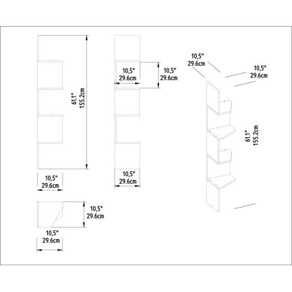 Hoek Wandplank DESALDO 155,2x29,6   cm beige