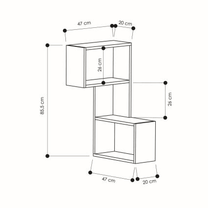 Hoek Wandplank PART 85,5x47 cm wit