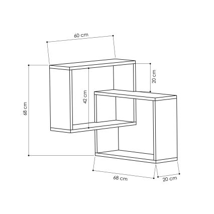 Hoek Wandplank RING 68x68 cm grijs/antraciet