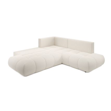 Uitschuifbare hoekbank met opbergruimte, L-vorm, ALMADA links, beige