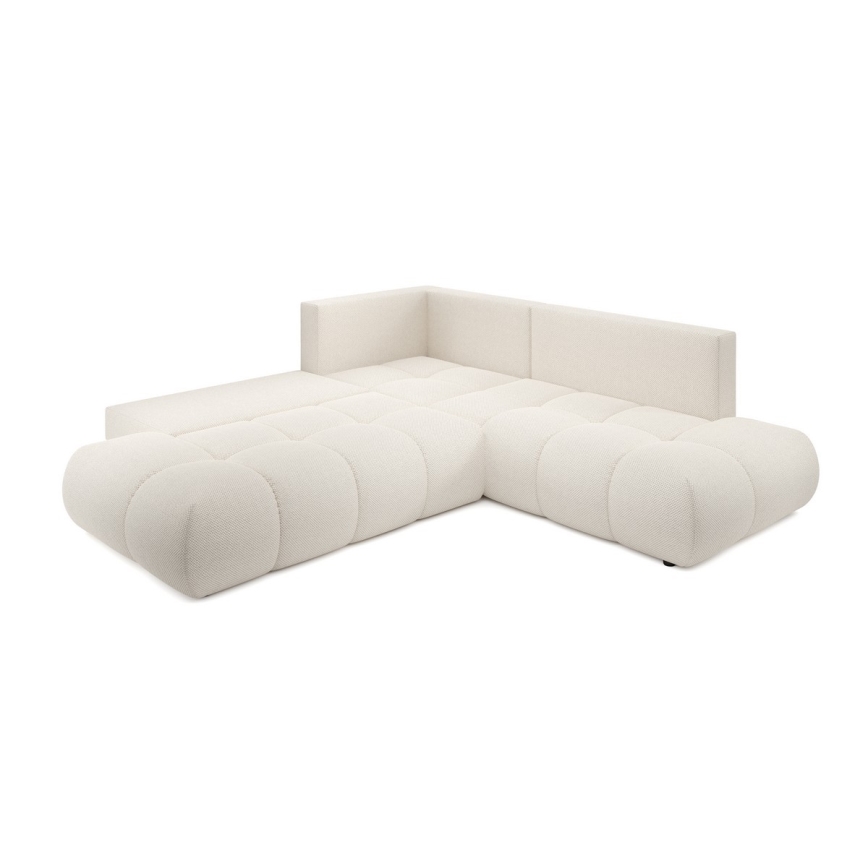 Uitschuifbare hoekbank met opbergruimte, L-vorm, ALMADA links, beige