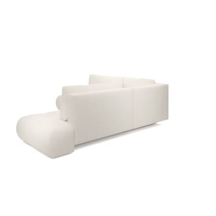 Uitschuifbare hoekbank met opbergruimte, L-vorm, ALMADA links, beige