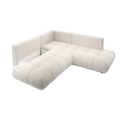 Uitschuifbare hoekbank met opbergruimte, L-vorm, ALMADA links, beige