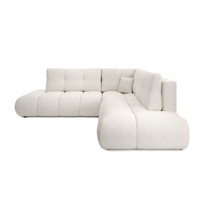 Uitschuifbare hoekbank met opbergruimte, L-vorm, ALMADA links, beige