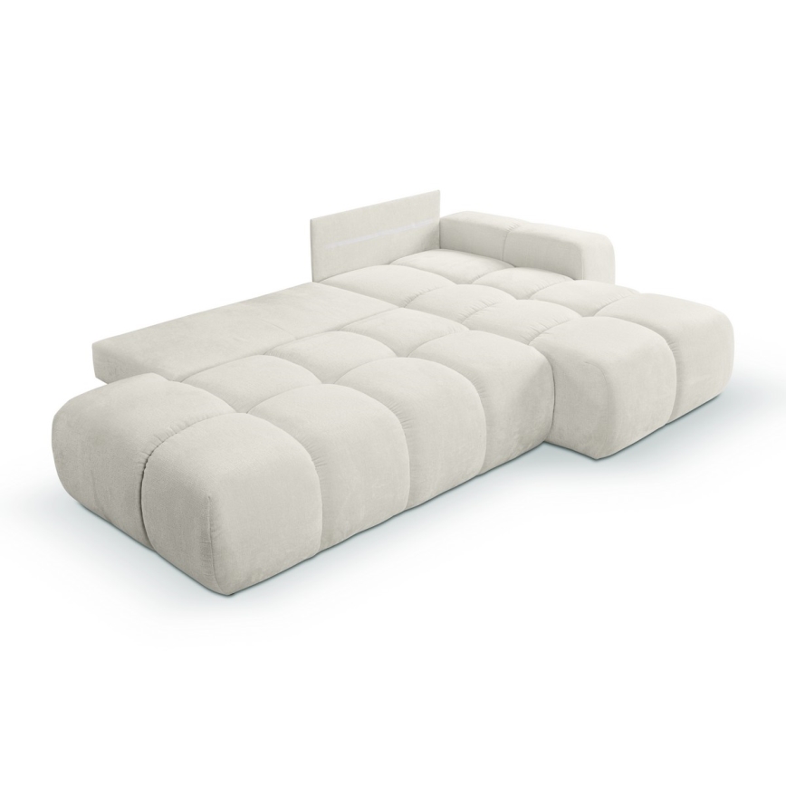 Uitschuifbare hoekbank met bekleding en opbergruimte, L-vormig, ALMADA, rechts, beige