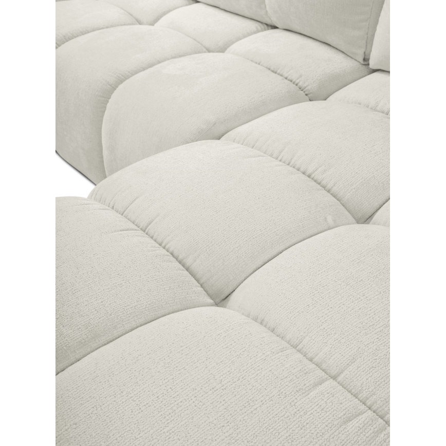 Uitschuifbare hoekbank met bekleding en opbergruimte, L-vormig, ALMADA, rechts, beige