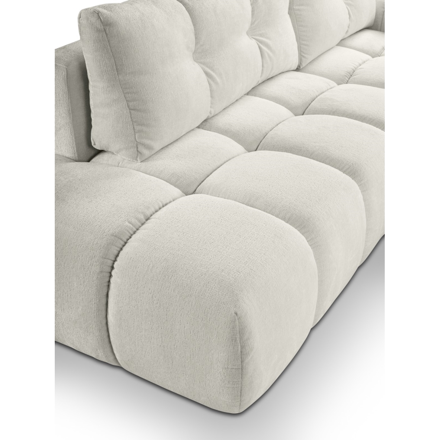 Uitschuifbare hoekbank met bekleding en opbergruimte, L-vormig, ALMADA, rechts, beige