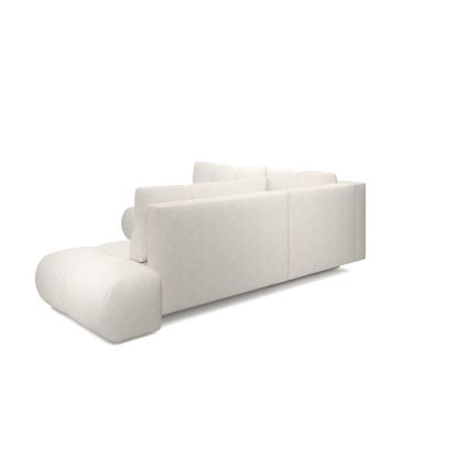 Uitschuifbare hoekbank met bekleding en opbergruimte, L-vormig, ALMADA, rechts, beige