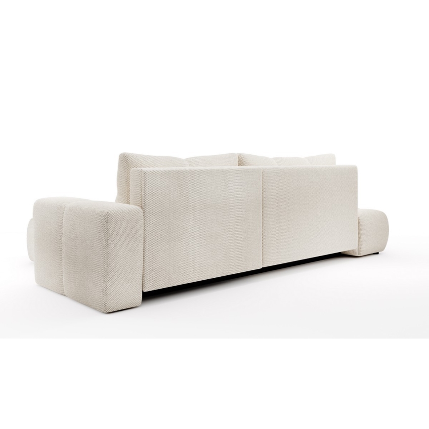 Uitschuifbare hoekbank met bekleding en opbergruimte, L-vormig, ALMADA, rechts, lichtbeige