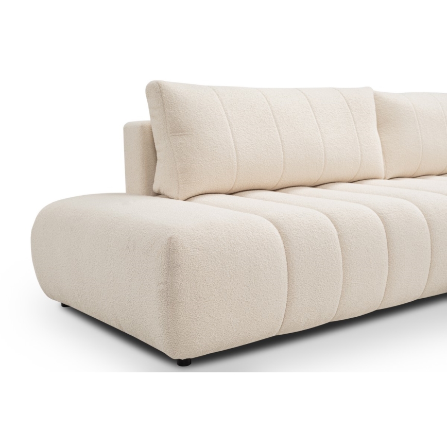 Uitschuifbare hoekbank met opbergruimte in L-vorm DESIO rechts beige