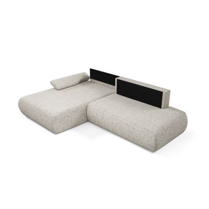Hoekbank met slaapfunctie en opbergruimte in L-vorm PRATO links beige