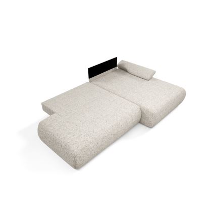 Hoekbank met slaapfunctie en opbergruimte in L-vorm PRATO rechts, beige