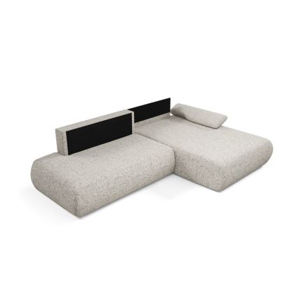 Hoekbank met slaapfunctie en opbergruimte in L-vorm PRATO rechts, beige